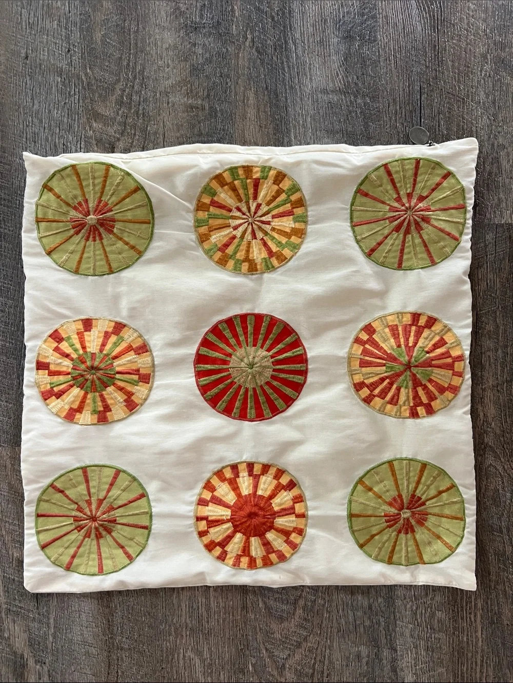 Pier 1 Bright Stitched Floral Print Pillow Cover 12 x 12